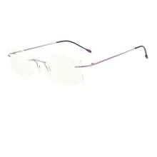 SHINU 品牌女士无框眼镜纯钛框架滤光眼镜女士无屈光度 T1023 C3 紫色