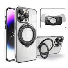 Ốp lưng kim loại mạ đen, có vòng xoay từ tính, vỏ mềm, phiên bản quốc tế, không phải phiên bản nội địa. - màu đen - Xem 11