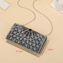 1個時尚奢華的孔雀設計手拿包,配有鑲嵌鑽石裝飾,適用於婚禮、宴會、派對、舞會、日常使用 - 黑色 - 查看 4