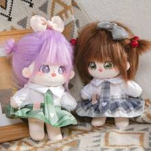 LALAFANFAN 20 公分毛絨娃娃衣服和配件,可愛蝴蝶結裙子和 Jk 服裝,可拆卸和更換 - 紅色 - 查看 9