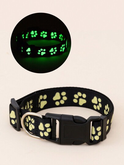 Pet Collar Footprint Pattern Collar Fluorescent Night Vision For Dogs And Cats Indoor Outdoor Universal