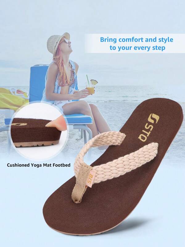 STQ Flip Flop for Women Arch Support Thong Sandals Comfortable Yoga Mat