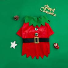 Christmas Holiday Word Buttoned T-shirt For Pets - Red - View 1