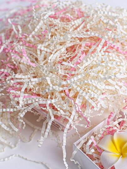 40g White & Pink Mix Color Crinkle Cut Shredded Paper Filler Back To School Valentine Day