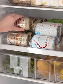 1pc Refrigerator Can Dispenser With Large Capacity And Thickened, Automatic Roll Out Design, Kitchen Organizer - Clear - View 4