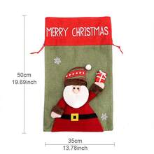 1個聖誕節卡通擺脫累贈禮物袋,帶有刺繡字母,聖誕老人糖果袋,適合兒童禮物,派對裝飾道具,大號碼 - 彩色 - 查看 6