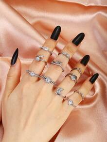 1-3 件随机发货，时尚珠宝奢华优雅心形蝴蝶戒指，适合朋友、情侣