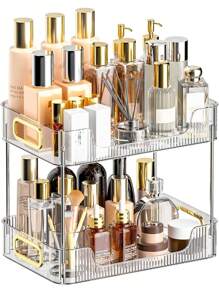 Bathroom Counter Organizer Countertop Shelf Multilayer Storage, Skincare Organizer Perfume Holder For Dresser, Bathroom Countertop Tray For Cosmetic, Skin Care, Lipstick,Two-Layer/Three-Tier/Four Tiers,For Holiday Beach, Bathroom Collection, Bedroom Collection, Large Capacity