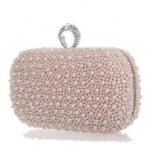 Pink Pearl Clutch Bag - Pink - View 3