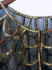 派對1入重負荷手工製作的閃粉流蘇披肩，可拆式領子，時尚多變背心 - 彩色 - 查看 2