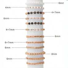 Whaline Gold 1500入組,3種尺寸金色圓形間隔珠,白色仿珍珠珠,金色球形、心形、星形、扁平珠,字母珠,帶彈性線,diy手鍊、項鍊珠寶製作套件 - 金色 - 查看 5