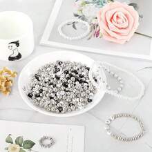 Whaline Gold 1500入組,3種尺寸金色圓形間隔珠,白色仿珍珠珠,金色球形、心形、星形、扁平珠,字母珠,帶彈性線,diy手鍊、項鍊珠寶製作套件 - 金色 - 查看 10