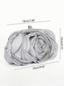 Túi cầm tay cô dâu họa tiết hoa, túi xách dự tiệc cưới, túi dự tiệc tối cho nữ, túi ngày Valentine. - Bạc - Xem 7