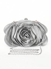 Túi cầm tay cô dâu họa tiết hoa, túi xách dự tiệc cưới, túi dự tiệc tối cho nữ, túi ngày Valentine. - Bạc - Xem 3