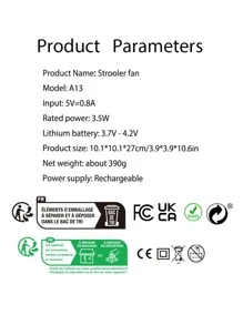 嬰兒風扇，帶靈活三腳架固定在嬰兒車上，4000mAh，帶驅蚊功能，帶照明，可用作小夜燈，迷你手持嬰兒車風扇，USB 或電池供電檯扇，可調 3 檔速度