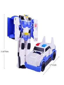White Police Car Transformation Robot Car Toy - White - View 2