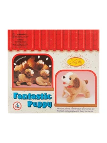 Brinquedo Cachorro Cambalhota Pula Anda e Late Cachorrinho - Bege - Visão 6