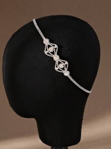 1pc Women's Hair Chain With Rhinestone Decoration, Fashionable & Exaggerated Hair Accessory Carnival - Silver - View 3