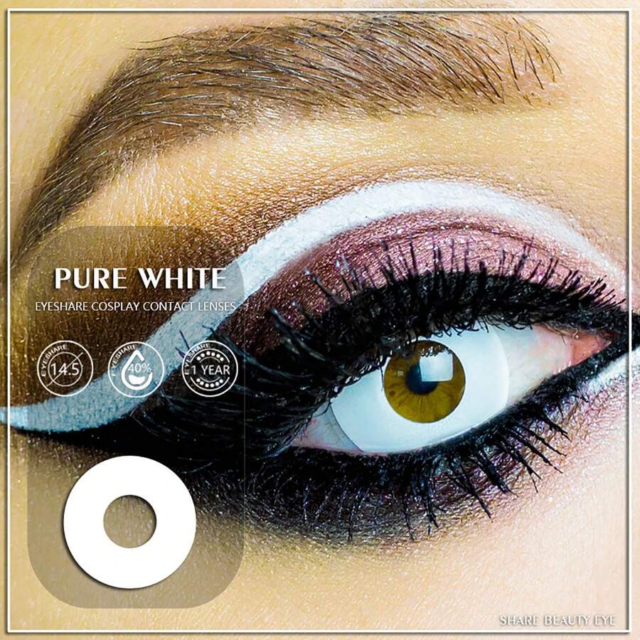 1 Pair Plain Cosplay Contact Lenses White Color Beauty Eye Lenses