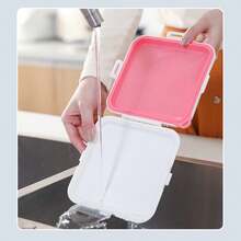 1pc Portable Silicone Sealed Bento Box, Sandwich Storage Box, Microwave Safe Lunch Box - Pink - View 6