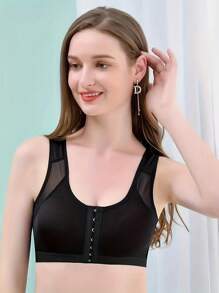 運動文胸,健身、跑步、瑜珈和訓練服,有襯墊且無鋼圈,前扣,高支撐