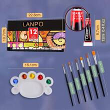 Ensemble de peinture pour vitrail de 12/24 couleurs de 12 ml avec 6 pinceaux en nylon, 1 palette, kit de peinture acrylique émaillée imperméable pour enfants, Fête des mères, cadeau pour maman, rentrée scolaire, fournitures scolaires