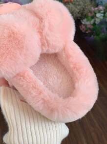 女式冬季可愛粉色豬形毛絨防滑增厚底室內保暖拖鞋 - 粉色 - 查看 6