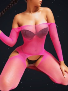 1 Miếng Của phụ nữ Màu hồng Thoải mái Và Nội y sexy Quần liền áo Bodystocking Với Thiết kế rỗng Và Tay áo dài Lưới Áo liền quần chặt , Ngày lễ tình nhân - Hồng - Xem 6