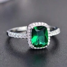 1 Piece Of Youthful And Energetic Square Women's Ring For Daily Casual Birthday Party Engagement Wear - Green - View 2