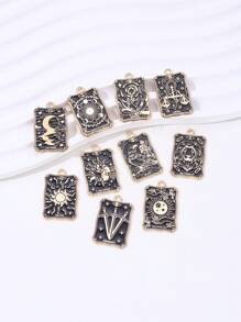 10入組/套隨機卡片形狀合金吊墜、耳環、項鍊配件,用於diy黑色哥德風格搭配、鑰匙扣 - 牌 - 查看 8