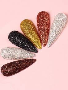 FULL BEAUTY 6件装金色、银色、红色美甲闪粉，全息闪亮亮片，DIY美甲装饰 - 彩色 - 查看 3