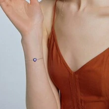 1pc Hearts Bracelet For Women Girls, Zirconia Birthstone Bracelets 925 Sterling Silver Anklets Elegant Chain Jewelry Gift For Her Mom Wife Girlfriend Birthday Anninversary Dating Valentine's Day Gifts, Mother's Day Gifts - Heart-shaped - View 6