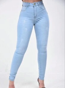 Calça Jeans Feminina Skinny Detalhe Sem Bolso Levanta Bumbum