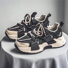 男士多功能透氣運動鞋,增高厚底鞋,時尚運動鞋 - 米色 - 查看 1