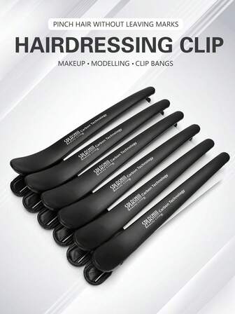 6 Stück Kohlefaser nahtlose Haarspangen Set, geeignet für professionelles Friseur-Styling