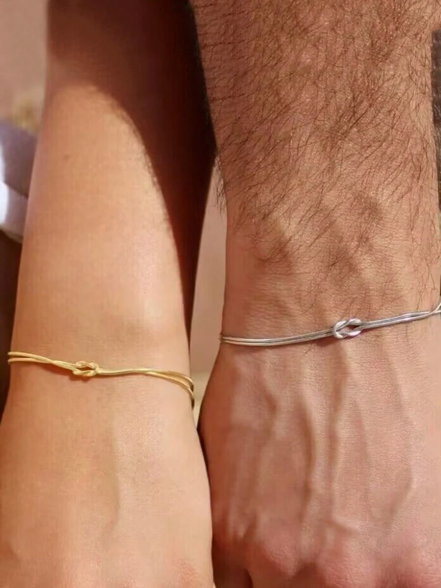 2 件/套時尚多層編織手鍊套組適合情侶、家人、朋友作為派對和約會禮物 - 彩色 - 查看 1