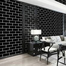 一捲黑白磚紋自粘式可拆式pvc壁紙,防水防油聯絡紙,適用於廚房臥室客廳櫥櫃及家具的裝飾壁紙,家居裝飾和家具翻新 - 黑與白 - 查看 1