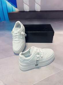 Thick-Soled Fashionable And Versatile Sneakers, Breathable, Comfortable, Casual Sports Shoes, White Shoes, Shoes