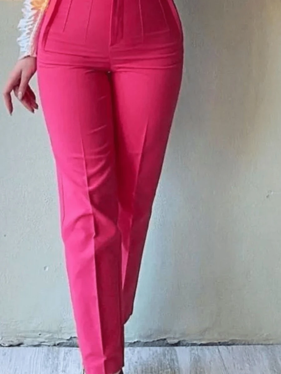 Women's Dress Pants With Pleats, Piped Style - Ideal For The Office - Hot Pink - View 1
