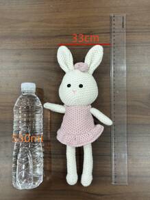 1 件 33 厘米高针织粉色可爱雌性兔子毛绒玩具，适合作为节日/生日礼物，毛绒玩具，玩具兔子，兔子 - 粉色 - 查看 10
