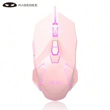 MageGee 1pc G10 Wired Gaming Mouse, 7 Colors Breathing LED Backlit Gaming Mouse, 6 Adjustable DPI (up to 3200 DPI), Ergonomic Optical Computer Mouse with 7 Buttons Compatible With Windows PC Gamers - Pink