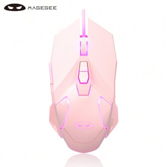 MageGee 1pc G10 Wired Gaming Mouse, 7 Colors Breathing LED Backlit Gaming Mouse, 6 Adjustable DPI (up to 3200 DPI), Ergonomic Optical Computer Mouse with 7 Buttons Compatible With Windows PC Gamers - Pink
