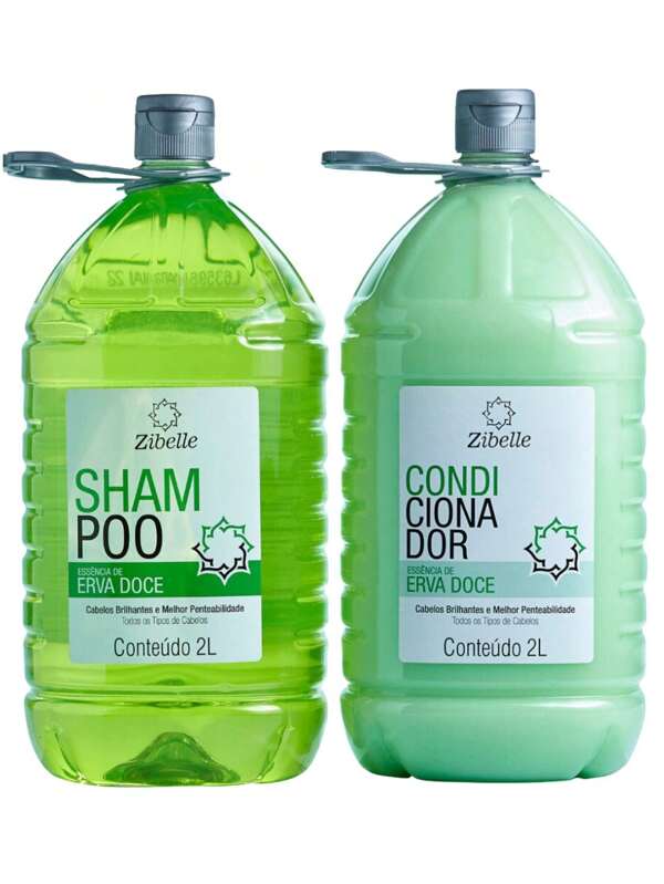 Kit Shampoo + Condicionador Erva-Doce Cabelos Brilhantes Zibelle 2L