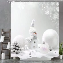 1 Miếng Mùa Đông Giáng sinh Loạt Rèm tắm chống nước Với Trắng Bối cảnh , Bông tuyết , Quả thông , Trắng Giáng sinh Trái bóng , Năm cánh Ngôi sao , Dễ thương Tươi cười Người tuyết Thiết kế Bao gồm 12 cái C Móc , Trong sáng Mẫu , Chống phai màu , Chống thấm nước Nhà  Trang trí - Nhiều màu - Xem 4