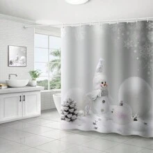 1 Miếng Mùa Đông Giáng sinh Loạt Rèm tắm chống nước Với Trắng Bối cảnh , Bông tuyết , Quả thông , Trắng Giáng sinh Trái bóng , Năm cánh Ngôi sao , Dễ thương Tươi cười Người tuyết Thiết kế Bao gồm 12 cái C Móc , Trong sáng Mẫu , Chống phai màu , Chống thấm nước Nhà  Trang trí - Nhiều màu - Xem 1