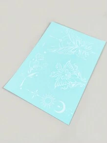 1張白蝴蝶暫時性刺青貼紙太陽月亮暫時性刺青貼紙-防水假紋身貼紙,派對禮物,主題裝飾和禮品