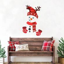 1pc Snowman Refrigerator Sticker,Stickers,Wall Decal,Vinly Decal For Home Decorations,Spring Decoration Items Refesh Your Home,Rama Decoration Stickers