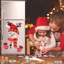 1pc Snowman Refrigerator Sticker,Stickers,Wall Decal,Vinly Decal For Home Decorations,Spring Decoration Items Refesh Your Home,Rama Decoration Stickers