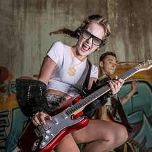 4pcs/Set Hip Hop Costume Kit Gold Rapper Hat Sunglasses Gold Dollar Sign Pendant Necklaces Ring 80s/90s Rapper Accessories - Gold - View 4