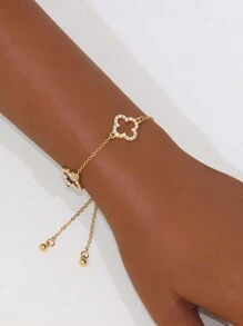 Conjunto de pulsera y tobillera con forma de trébol calado y decorado con rhinestones (se venden por separado) - Regalo para San Valentín, mamá, madre, Día de la Madre